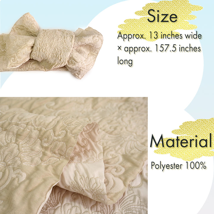 Soft Heko Obi - Lightweight Japanese Kimono Belt for Yukata or Casual Wear Ivory Traditional Motif