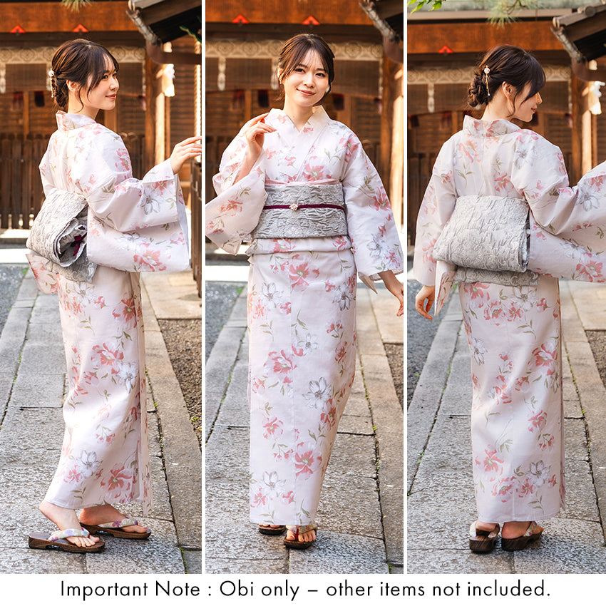 Soft Heko Obi - Lightweight Japanese Kimono Belt for Yukata or Casual Wear Green Traditional Motif