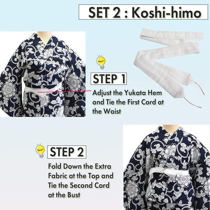 Yukata Dressing / Essential 4‑Piece Yukata Undergarment & Kimono Kit –  Kimono Slip, Mesh Ita, 2 Ties for Flawless Fit