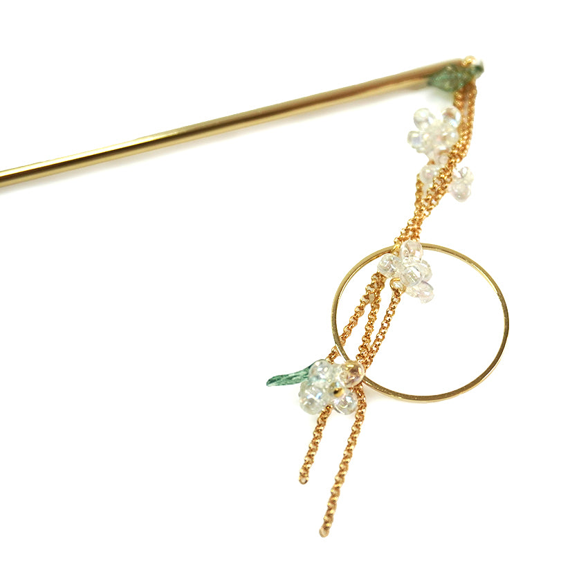 Japanese Traditional Kanzashi Hair Pin Stick , Moonflower Design