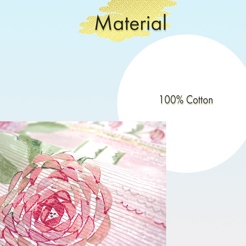 Lightweight Cotton Yukata for Women, grayish pink base, roses Flowers pattern– Inspired by Kaneko Misuzu’s Poetry, Summer Japanese Kimono Robe