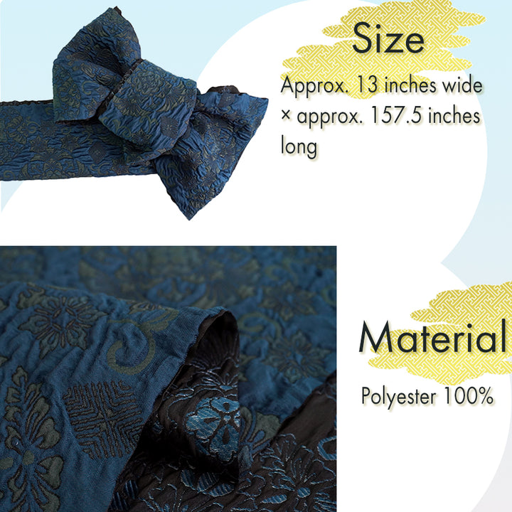 Soft Heko Obi - Lightweight Japanese Kimono Belt for Yukata or Casual Wear Navy Traditional Motif