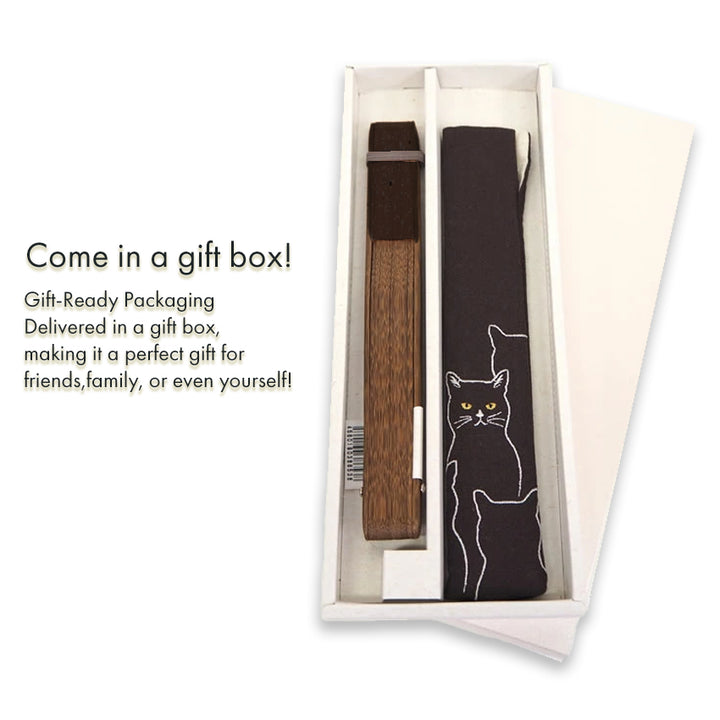 Folding Hand Fan for Lady's ,Surface Cotton, Bamboo Frame, Black base Singing Cat Pattern