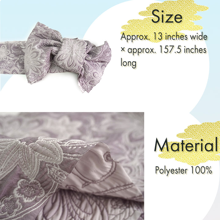 Soft Heko Obi - Lightweight Japanese Kimono Belt for Yukata or Casual Wear Lavender Floral