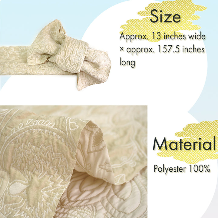 Soft Heko Obi - Lightweight Japanese Kimono Belt for Yukata or Casual Wear Ivory Floral