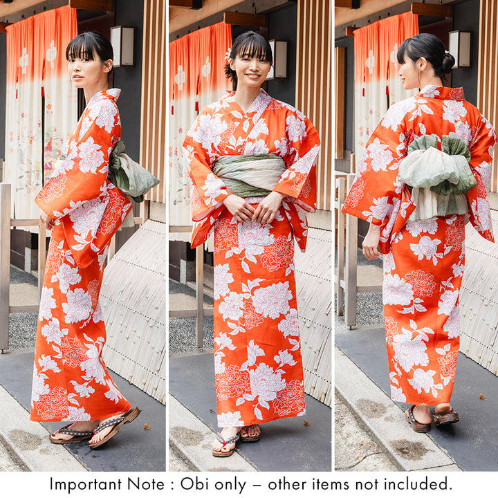 Soft Heko Obi - Lightweight Japanese Kimono Belt for Yukata or Casual Wear Moss Green