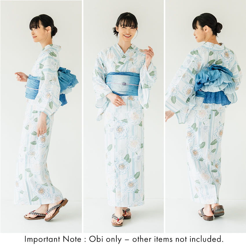 Soft Heko Obi - Lightweight Japanese Kimono Belt for Yukata or Casual Wear Blue