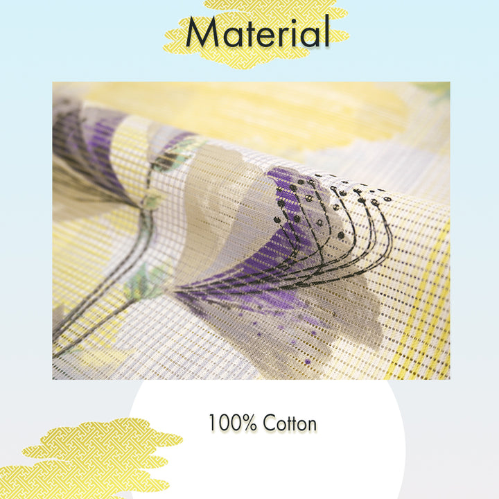 Lightweight Cotton Yukata for Women, Yellow base, azalea flower pattern – Inspired by Kaneko Misuzu’s Poetry, Summer Japanese Kimono Robe