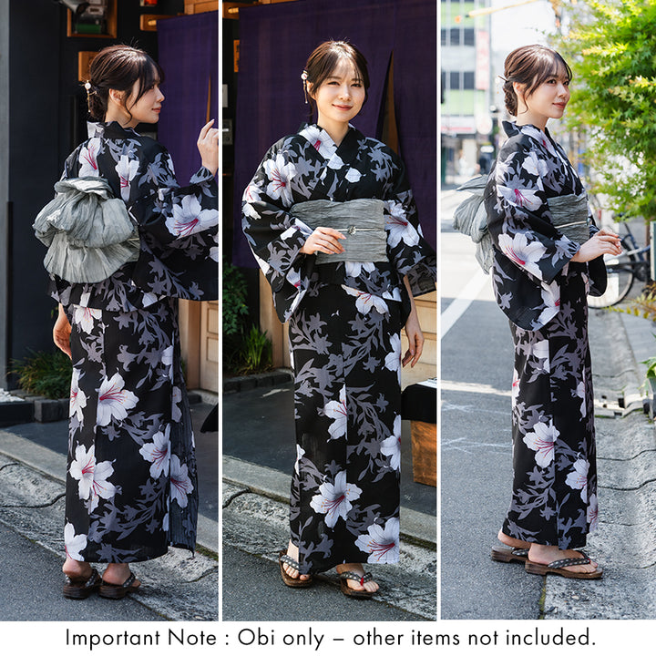 Soft Heko Obi - Lightweight Japanese Kimono Belt for Yukata or Casual Wear Gray