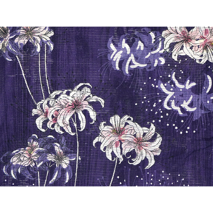 Lightweight Cotton Yukata for Women, Purple base, Spider lilies Flowers pattern– Inspired by Kaneko Misuzu’s Poetry, Summer Japanese Kimono Robe