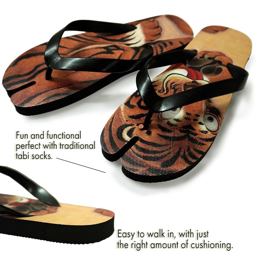 Bold Ukiyo-e Tabi Sandals ,tiger, Dragon, The Great Wave – A Unique Japanese Twist on Summer Style!