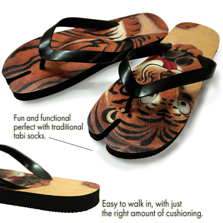 Bold Ukiyo-e Tabi Sandals ,tiger, Dragon, The Great Wave – A Unique Japanese Twist on Summer Style!