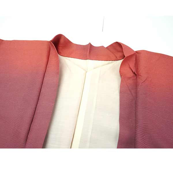 Vintage Haori Kimono Jacket Silk, Deep Red base, Wave Pattern