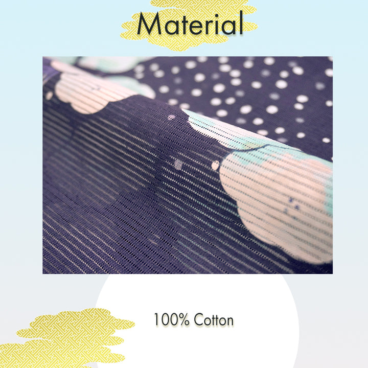 Lightweight Cotton Yukata for Women, Purple base, Crisp geometric snowflakes, Flower pattern – Inspired by Kaneko Misuzu’s Poetry, Summer Japanese Kimono Robe