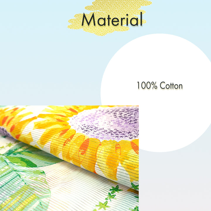 Lightweight Cotton Yukata for Women, Yellow Sunflower pattern– Inspired by Kaneko Misuzu’s Poetry, Summer Japanese Kimono Robe