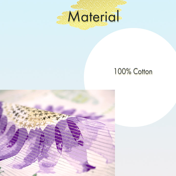 Lightweight Cotton Yukata for Women, chic purple sunflower pattern– Inspired by Kaneko Misuzu’s Poetry, Summer Japanese Kimono Robe