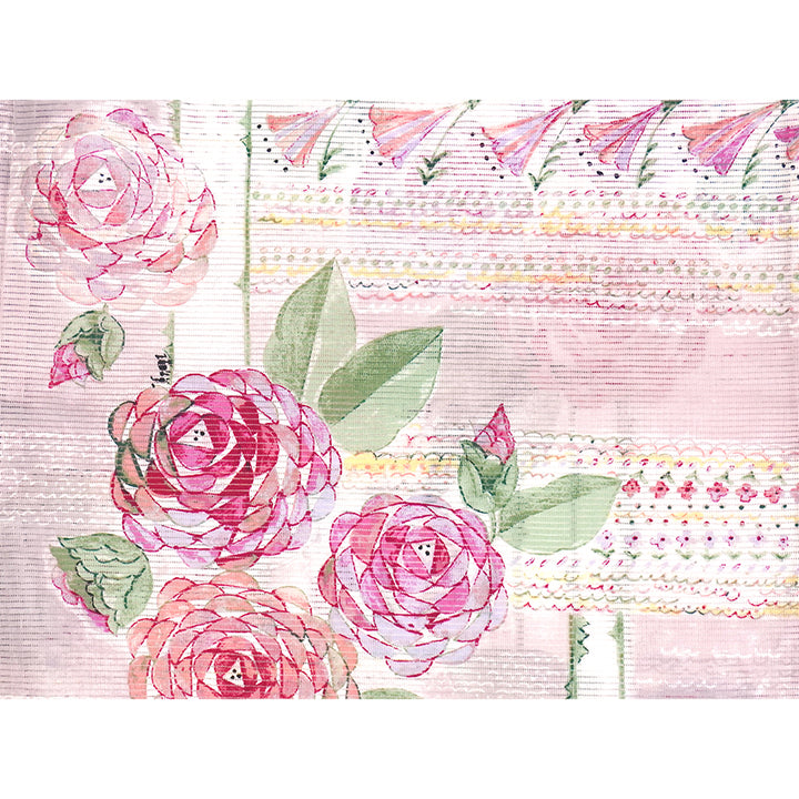 Lightweight Cotton Yukata for Women, grayish pink base, roses Flowers pattern– Inspired by Kaneko Misuzu’s Poetry, Summer Japanese Kimono Robe