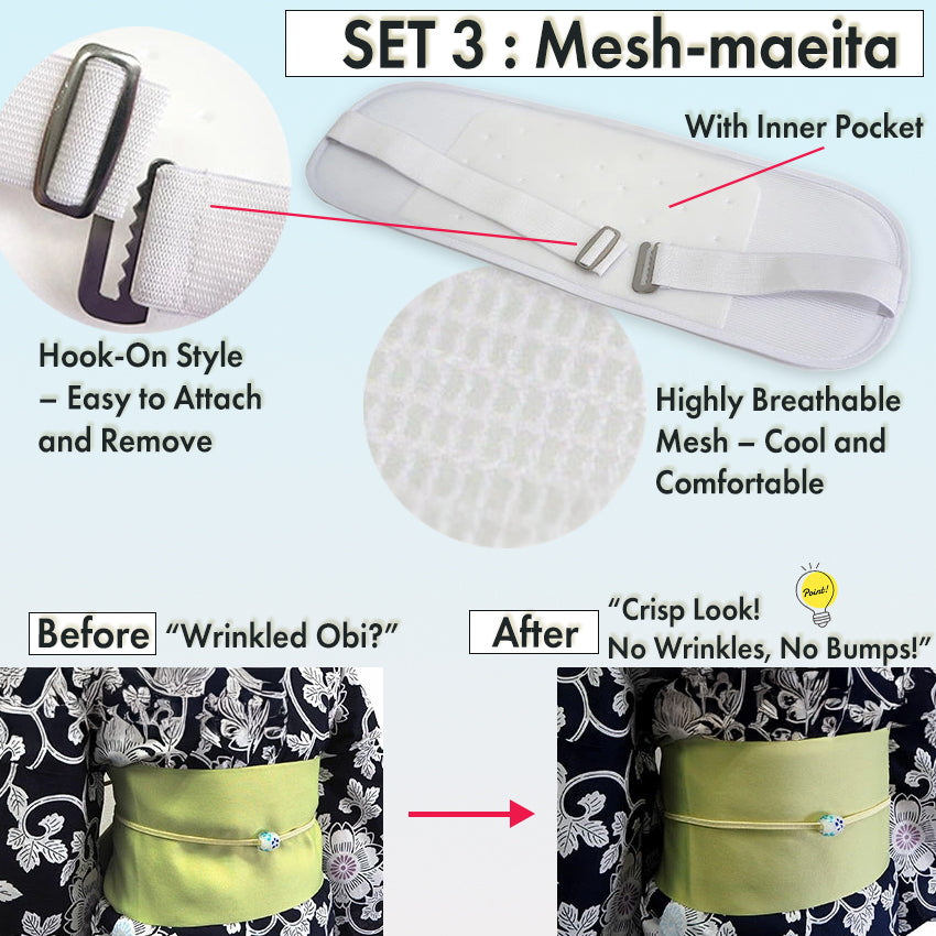 Yukata Dressing / Essential 4‑Piece Yukata Undergarment & Kimono Kit –  Kimono Slip, Mesh Ita, 2 Ties for Flawless Fit