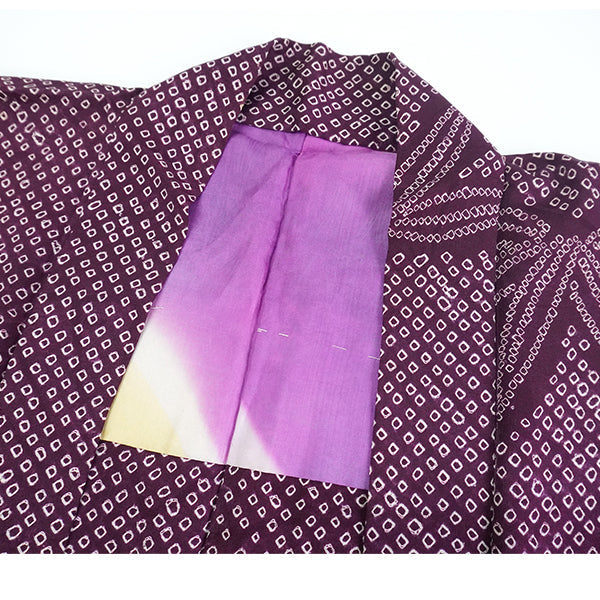 Vintage Haori Kimono Jacket Silk, Deep Red-Purple base, bamboom