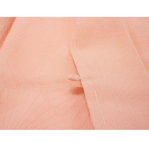 Vintage Haori Kimono Jacket Silk, Pastel Orange base, Chrysanthemums