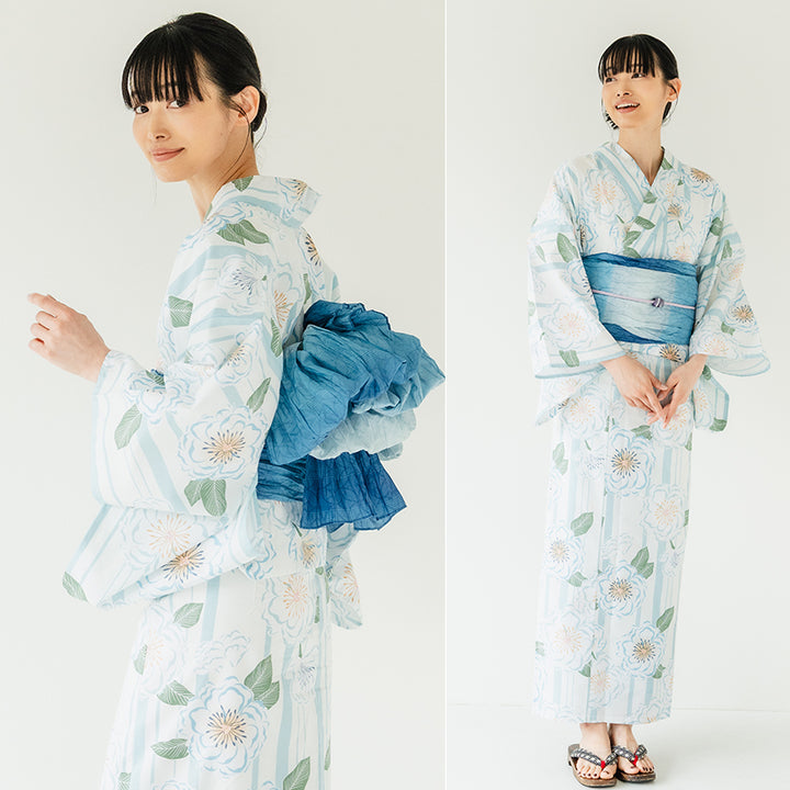 Soft Heko Obi - Lightweight Japanese Kimono Belt for Yukata or Casual Wear Blue