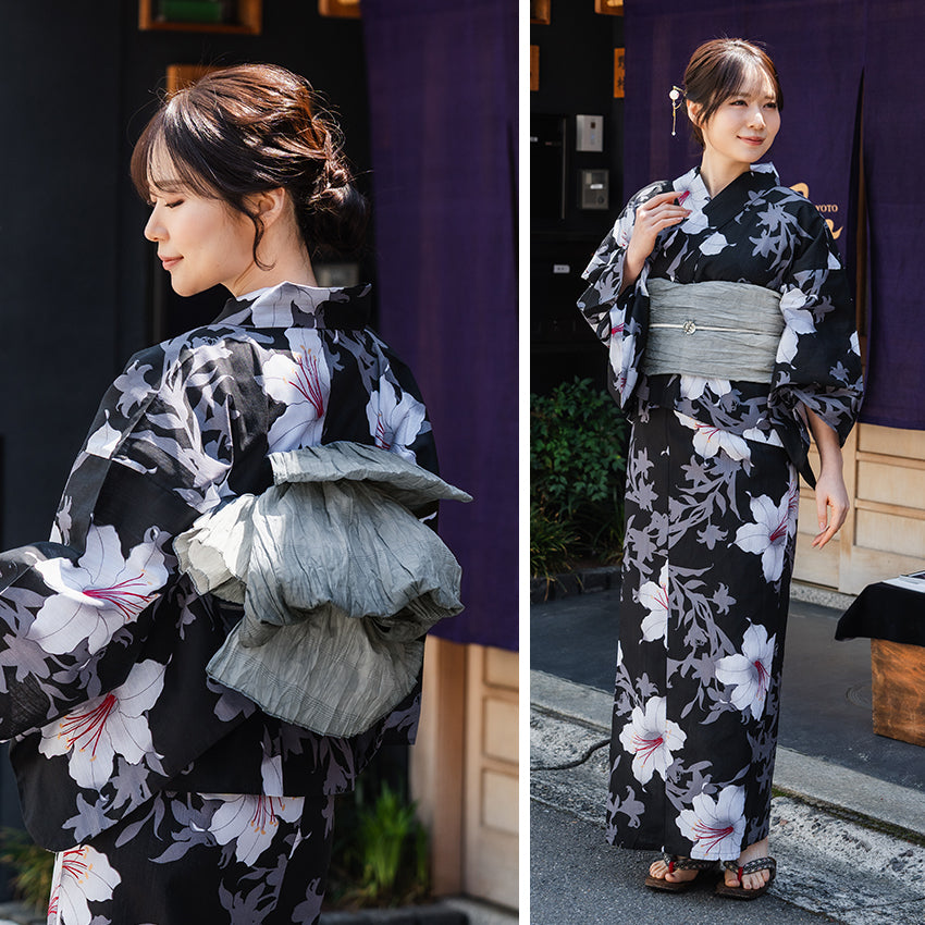 Soft Heko Obi - Lightweight Japanese Kimono Belt for Yukata or Casual Wear Gray