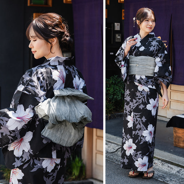 Soft Heko Obi - Lightweight Japanese Kimono Belt for Yukata or Casual Wear Gray