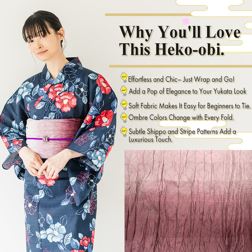 Soft Heko Obi - Lightweight Japanese Kimono Belt for Yukata or