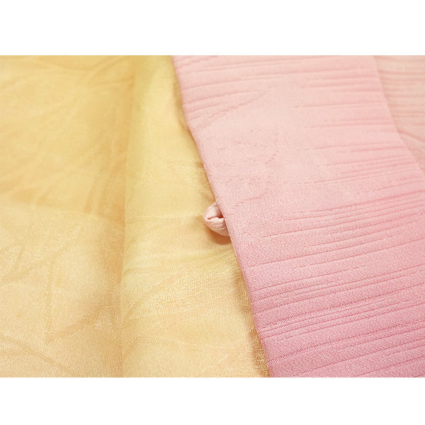 Vintage Haori Kimono Jacket Silk, Pink Gradient base, Flowing Water and Leaves