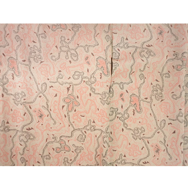 Vintage Haori Kimono Jacket Beige base, Bold Geometric Design