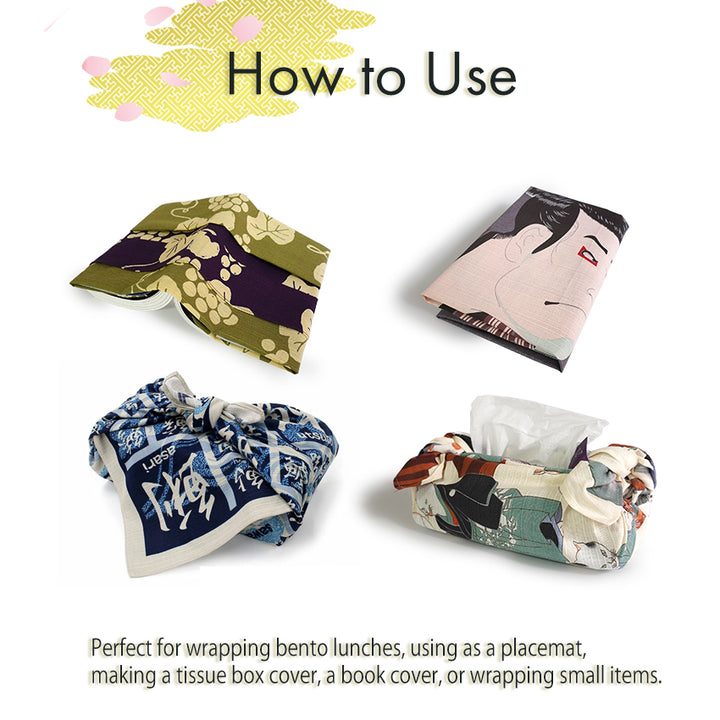 Furoshiki –japanese traditional wrapping cloth, 19.7inch, cotton , kanji design