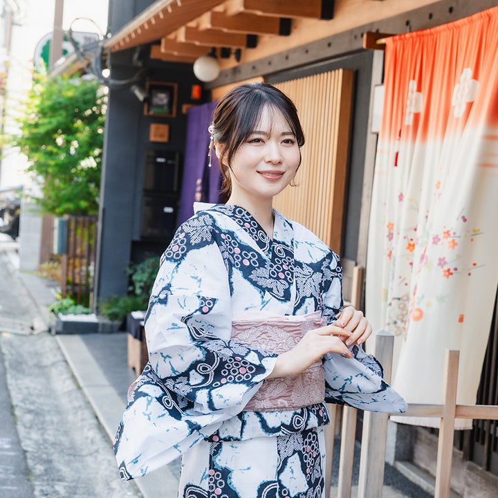 Soft Heko Obi - Lightweight Japanese Kimono Belt for Yukata or Casual Wear Pink Traditional Motif