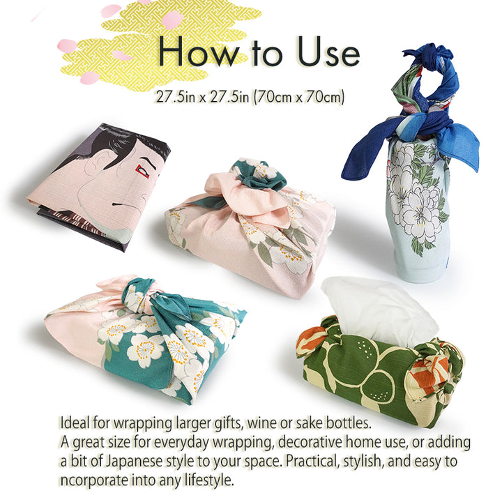 Furoshiki –japanese traditional wrapping cloth, 27.5 inch, polyester, Cherry Blossom Pattern