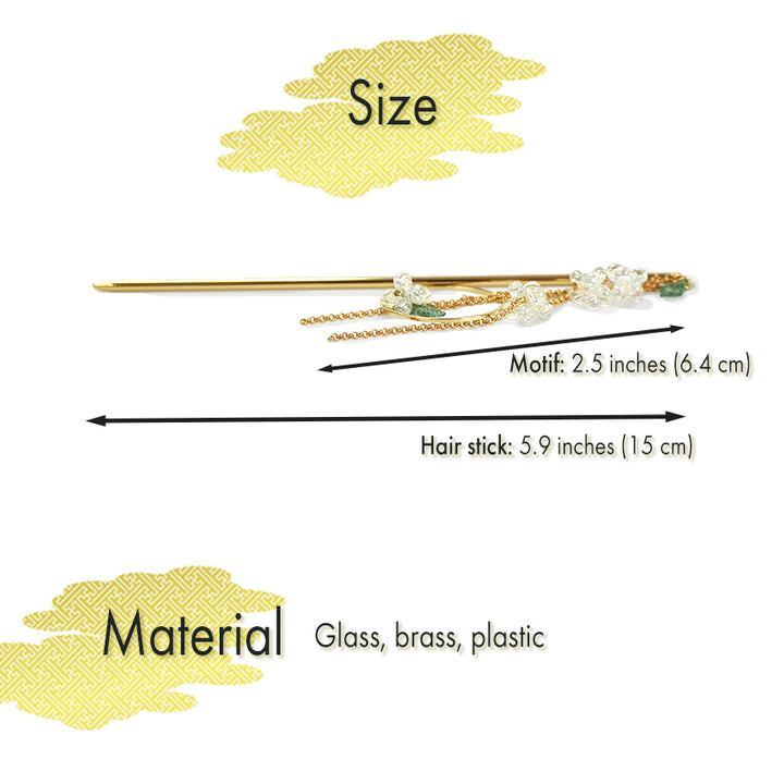 Japanese Traditional Kanzashi Hair Pin Stick , Moonflower Design