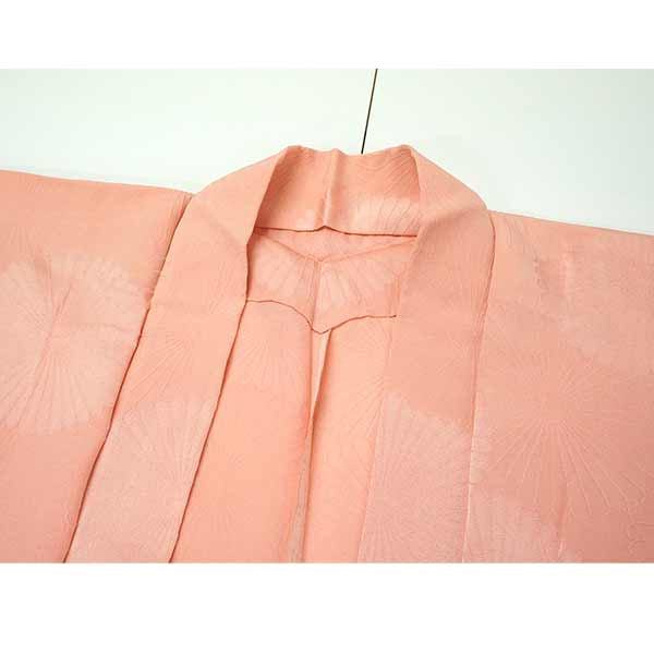 Vintage Haori Kimono Jacket Silk, Pastel Orange base, Chrysanthemums