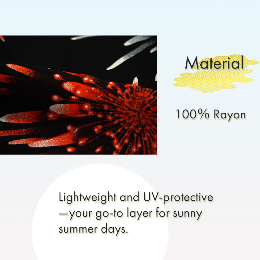 Lady's Haori , Kimono Cardigan , Black base – Evening Fireworks