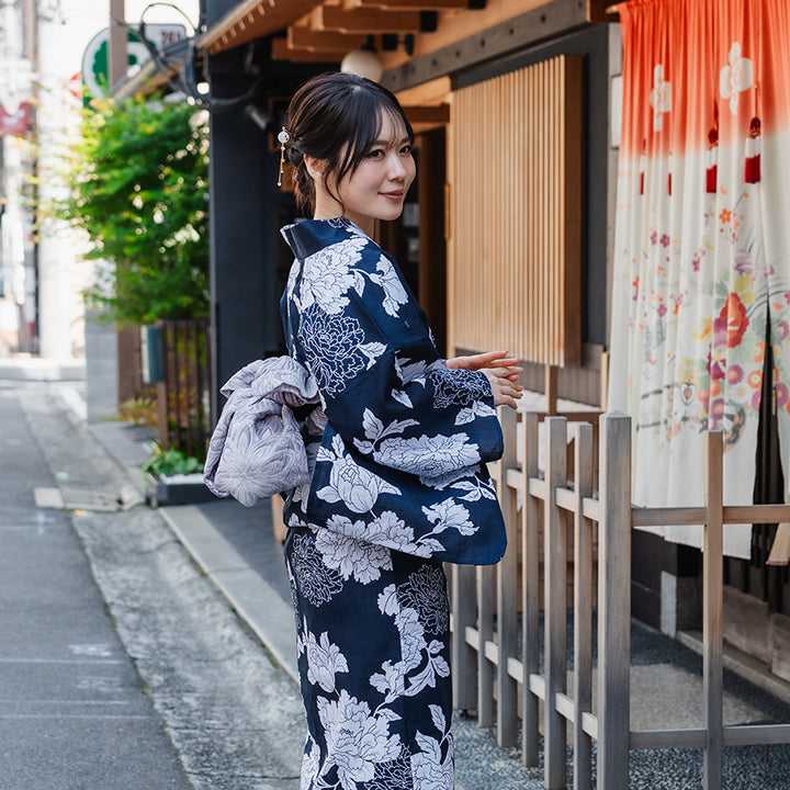 Soft Heko Obi - Lightweight Japanese Kimono Belt for Yukata or Casual Wear Lavender Floral