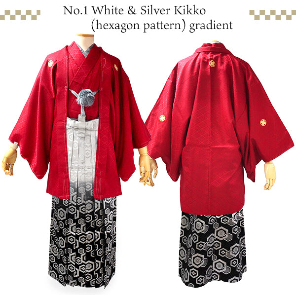 Men's Formal Kimono, Haori, and Hakama 12-Piece FULL Set ＜RED Haori＞