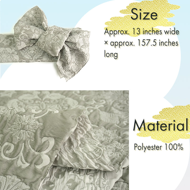 Soft Heko Obi - Lightweight Japanese Kimono Belt for Yukata or Casual Wear Green Traditional Motif