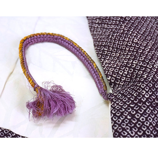 Vintage Haori Kimono Jacket Silk, Deep purple base, “Kanoko” , Ivy Vine Design