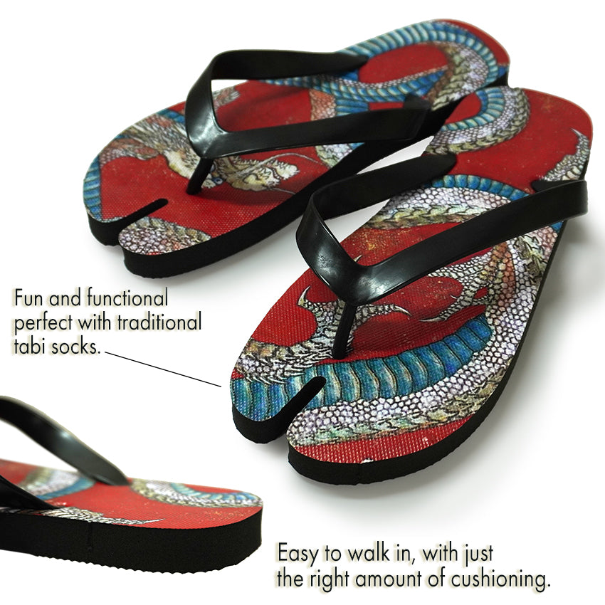 Bold Ukiyo-e Tabi Sandals ,tiger, Dragon, The Great Wave – A Unique Japanese Twist on Summer Style!