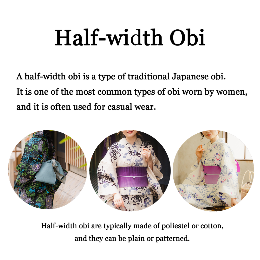 Women's Hanhaba-Obi / Half-width Obi : Green (HANAE MORI)