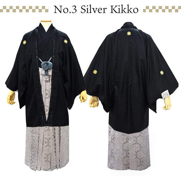 Men's Formal Kimono, Haori, and Hakama 12-Piece FULL Set ＜Black