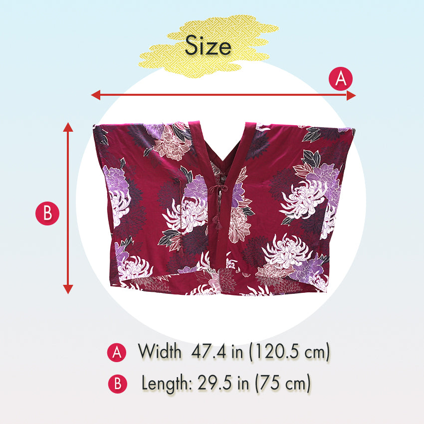 Lady's Haori , Kimono Cardigan -Navy, Dark red base –  Summer Chrysanthemum