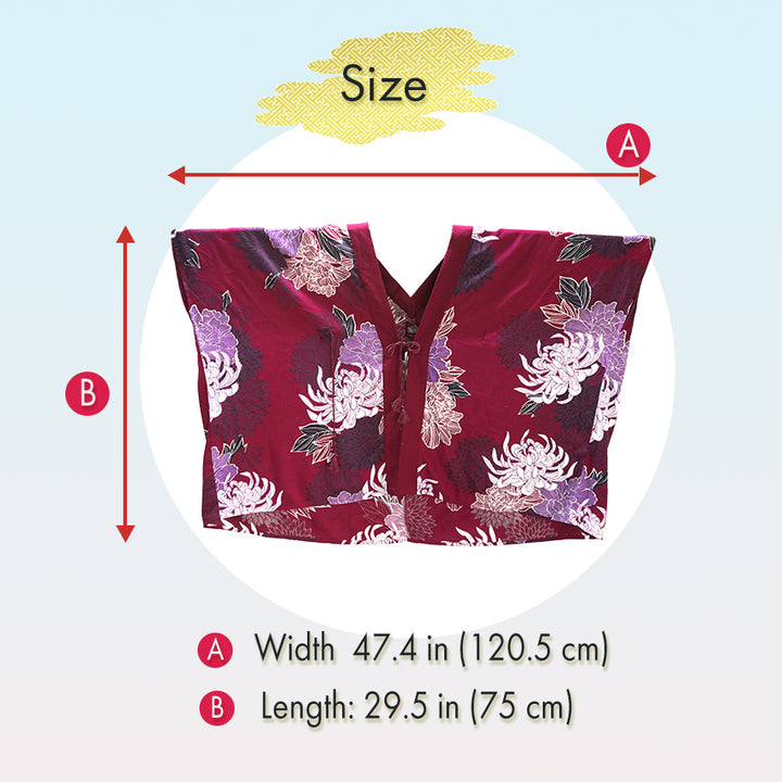 Lady's Haori , Kimono Cardigan -Navy, Dark red base –  Summer Chrysanthemum