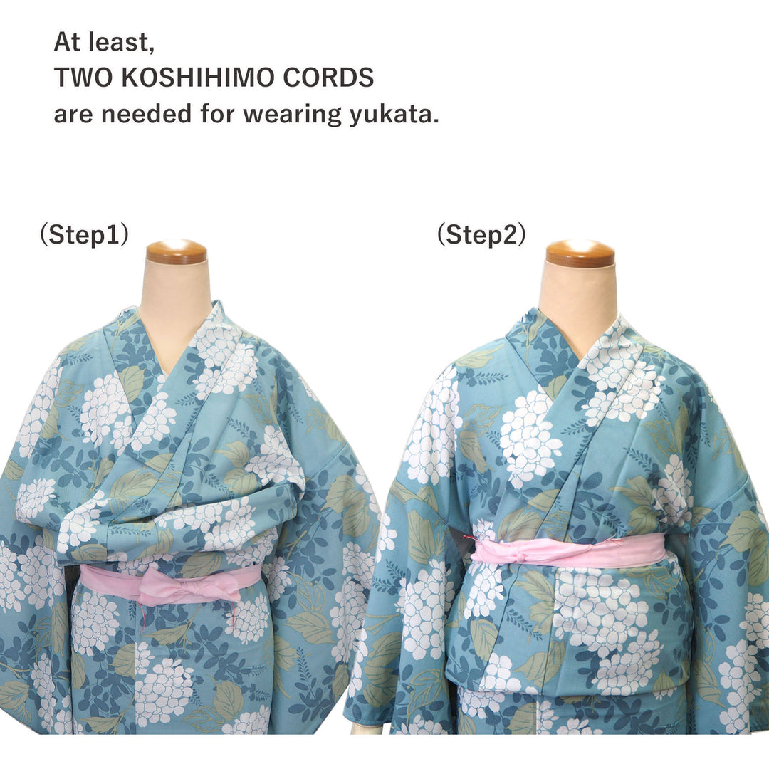 Women's Yukata Coordinate Set of 3 For Beginners : Black Yukata & Pink-gray Obi