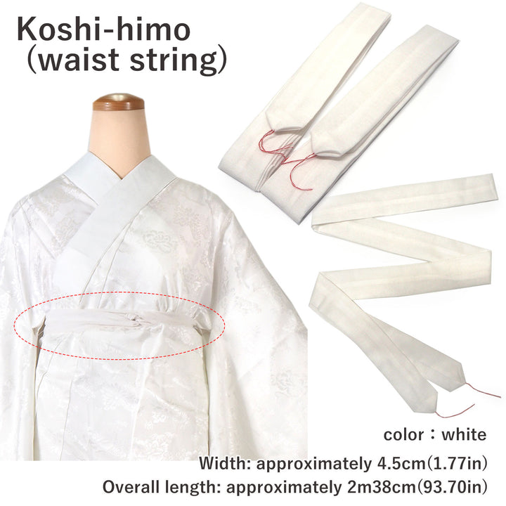 Koshihimo Long Type, Strings, White, Kitsuke, Plus Size