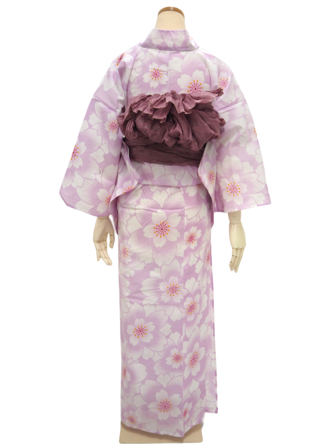 Women's Yukata Coordinate Set of 3 For Beginners : Light purple Yukata & Old Lilac Obi