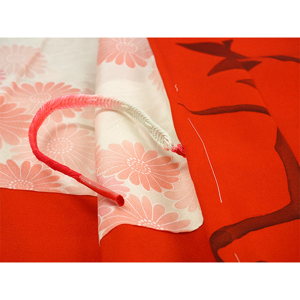 Vintage Haori Kimono Jacket Silk,Vivid Red base,  Maple Leaves