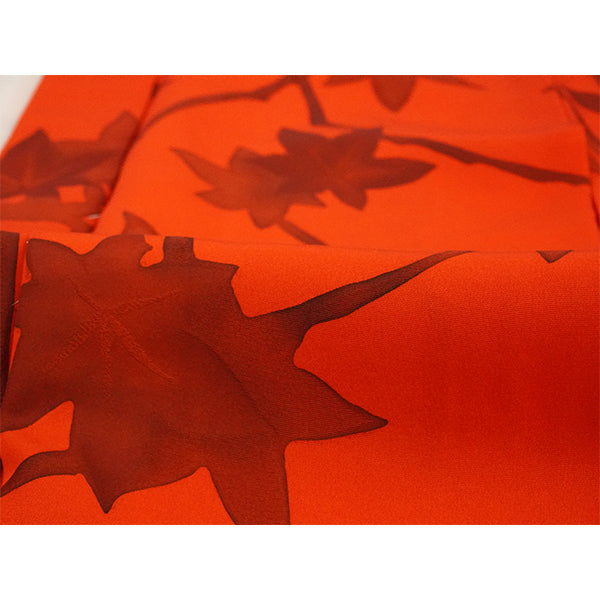 Vintage Haori Kimono Jacket Silk,Vivid Red base,  Maple Leaves